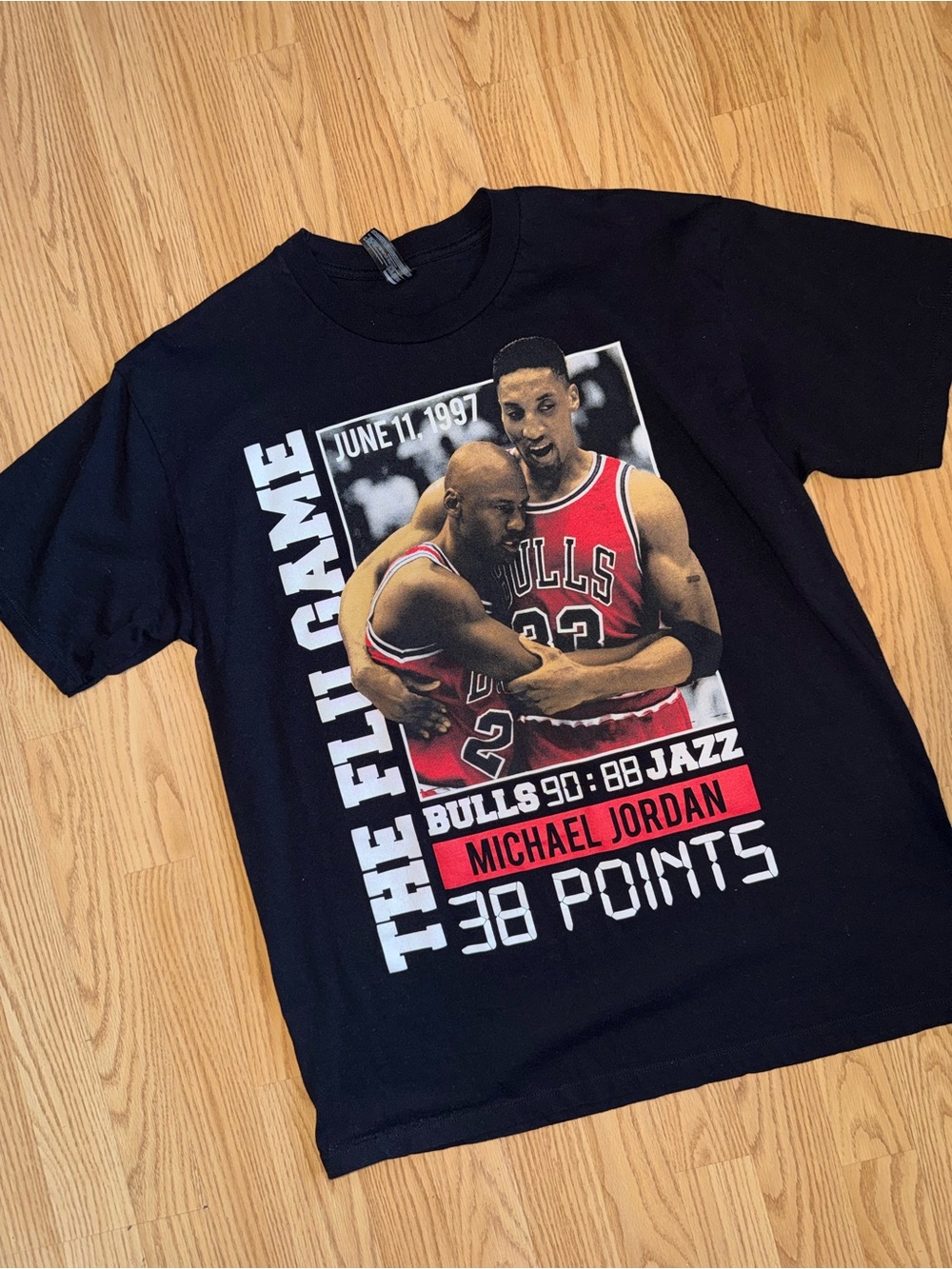 Michael Jordan Flu Game T Shirt Large Chicago Bulls 1997 Finals 38 Points NBA
